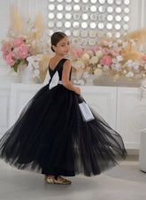 Seraphine Noir Gown - Black and White Girls' Pageant Dress