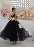 Seraphine Noir Gown - Black and White Girls' Pageant Dress