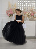 Seraphine Noir Gown - Black and White Girls' Pageant Dress