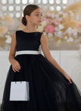 Seraphine Noir Gown - Black and White Girls' Pageant Dress