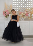 Seraphine Noir Gown - Black and White Girls' Pageant Dress