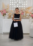 Seraphine Noir Gown - Black and White Girls' Pageant Dress