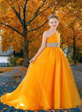 Brydealo Couture One-Shoulder Orange Pageant Dress