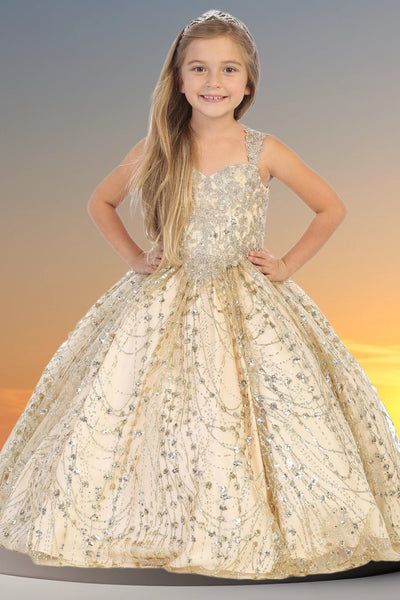 Stunning Misha Sequin Lace Embroidered Pageant Gown for Girls