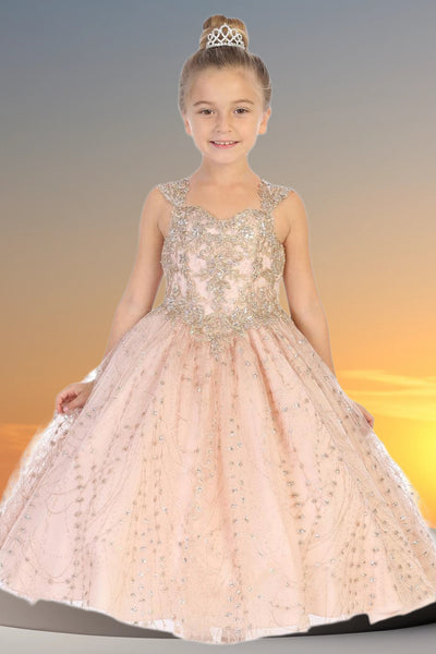 Stunning Misha Sequin Lace Embroidered Pageant Gown for Girls