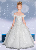 Arabella Girls Floral Applique Gown – Bahama Blue Pageant Dress