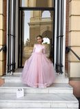 Julietta Blush Couture Gown – Pink Tulle Girls Special Occasion Dress