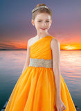 Brydealo Couture One-Shoulder Orange Pageant Dress