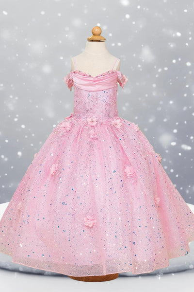 Rosalina Petal Sparkle Gown – Pink Dress for Pageants & Parties