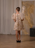 Sabrina Bloom Dress - Taupe Embroidered Girls Couture