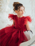 Valentina Crimson Couture Gown – Red Tulle Girls Special Occasion Dress