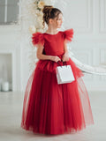 Valentina Crimson Couture Gown – Red Tulle Girls Special Occasion Dress
