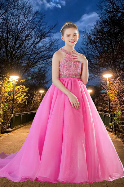Hot Pink Brydealo Couture Girls Pageant Dress