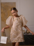 Sabrina Bloom Dress - Taupe Embroidered Girls Couture