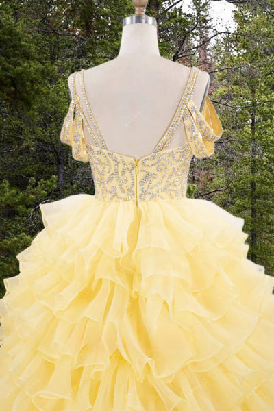 Adelina Yellow Pageant Dress – Brydealo Couture