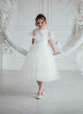 Lunella Grace Dress - White Tulle Girls Special Occasion Dress