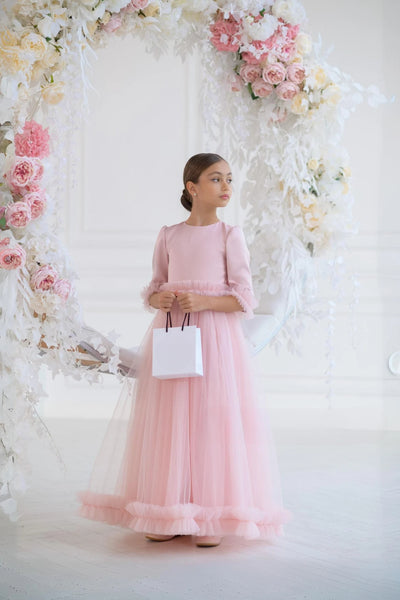 Julietta Blush Couture Gown – Pink Tulle Girls Special Occasion Dress