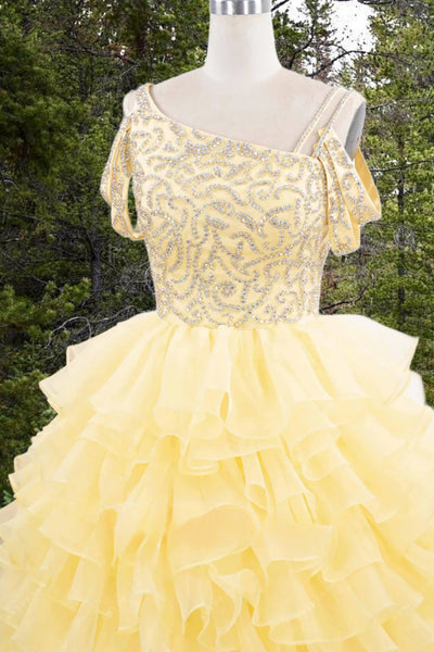 Adelina Yellow Pageant Dress – Brydealo Couture