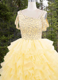 Adelina Yellow Pageant Dress – Brydealo Couturet