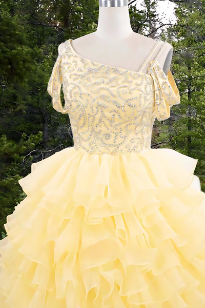 Adelina Yellow Pageant Dress – Brydealo Couture