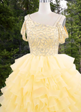 Adelina Yellow Pageant Dress – Brydealo Couturet