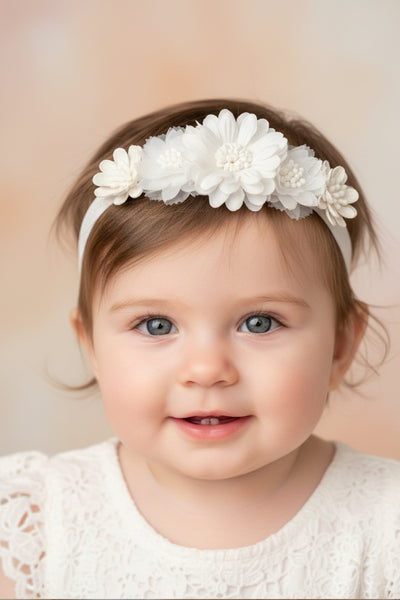 Baby Floral Headband for Christening & Special Occasion