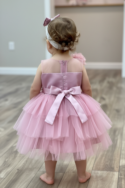 Baby 3D Floral Lace Dress for Special Occasion