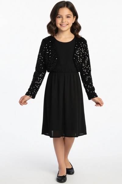 Girls Celestique Sequin Velvet Bolero Jacket