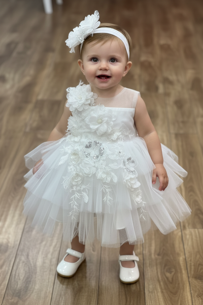 Baby 3D Floral Lace Dress for Special Occasion