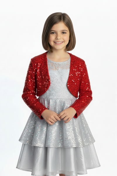 Girls Celestique Sequin Velvet Bolero Jacket