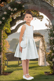 Pink Jacquard Wedding Flower Girl Dress with Purse