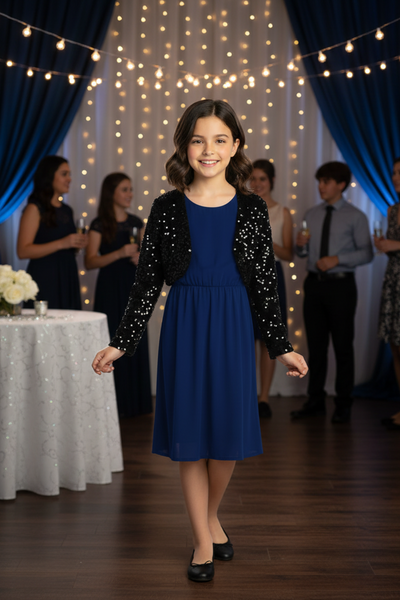 Girls Celestique Sequin Velvet Bolero Jacket
