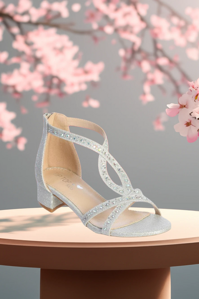 Girls Sparkle Dress Sandals – Rose Gold & Silver | Party Shoes