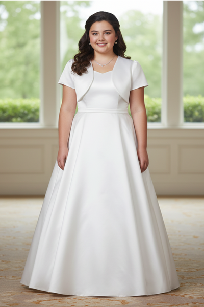 Girls Short Sleeve Satin Bolero Jacket | Communion