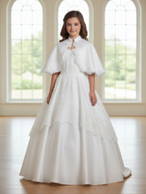 Girls Satin Cape with Lace Trim | Communion Cover-Up