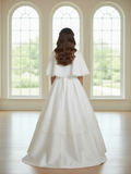 Girls Satin Cape with Lace Trim | Communion Cover-Up