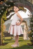 Pink Jacquard Wedding Flower Girl Dress with Purse