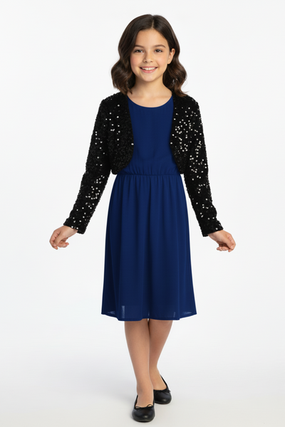 Girls Celestique Sequin Velvet Bolero Jacket
