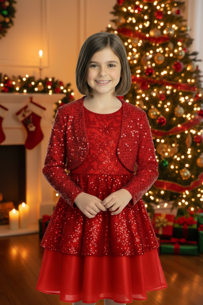 Girls Celestique Sequin Velvet Bolero Jacket