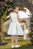 Pink Jacquard Wedding Flower Girl Dress with Purse