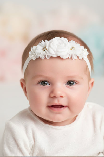 Baby Floral Headband Christening Baptism Accessory