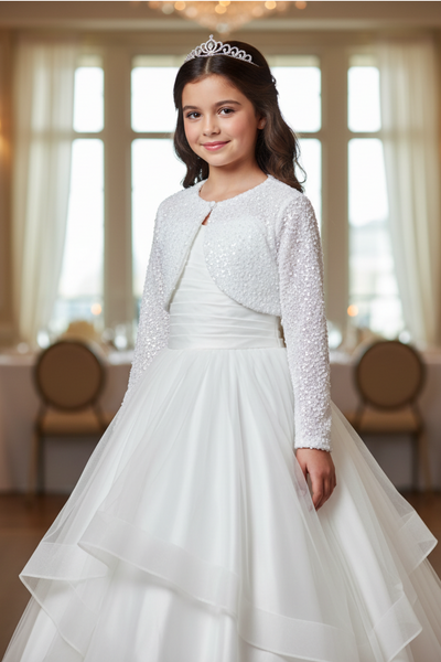 Girls Celestique Sequin Velvet Bolero Jacket