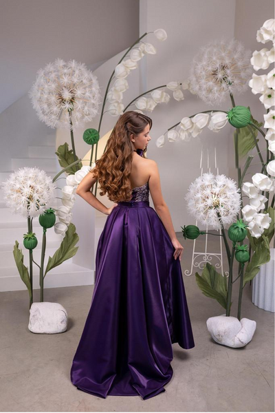 Girls Couture Pageant Dress Purple Sequin Runway