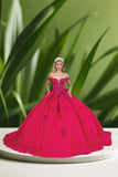 Fiorella Bold Pink Quinceañera Dress – Off-Shoulder Sparkle Gown