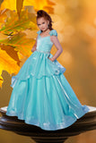 2Cute Briella Girls Pageant Dress in Pink, Aqua, Ivory