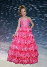 Aliana Lilac Tiered Pageant Dress – 2Cute Ruffle Glitter Ball Gown