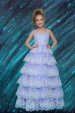 Aliana Lilac Tiered Pageant Dress – 2Cute Ruffle Glitter Ball Gown
