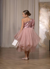 Rosalia Sequin Tulle Pageant Dress – Blush Pink Hi-Lo