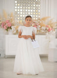 Shop Elegant Rosalie Girls Satin Pearl Tulle Dress at Blush Kids