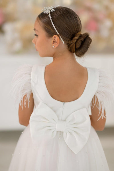 Shop Elegant Rosalie Girls Satin Pearl Tulle Dress at Blush Kids